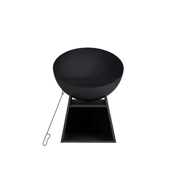 Home Trends 30 Inch Black Steel Wood Burning Firepit 52617, With log storage