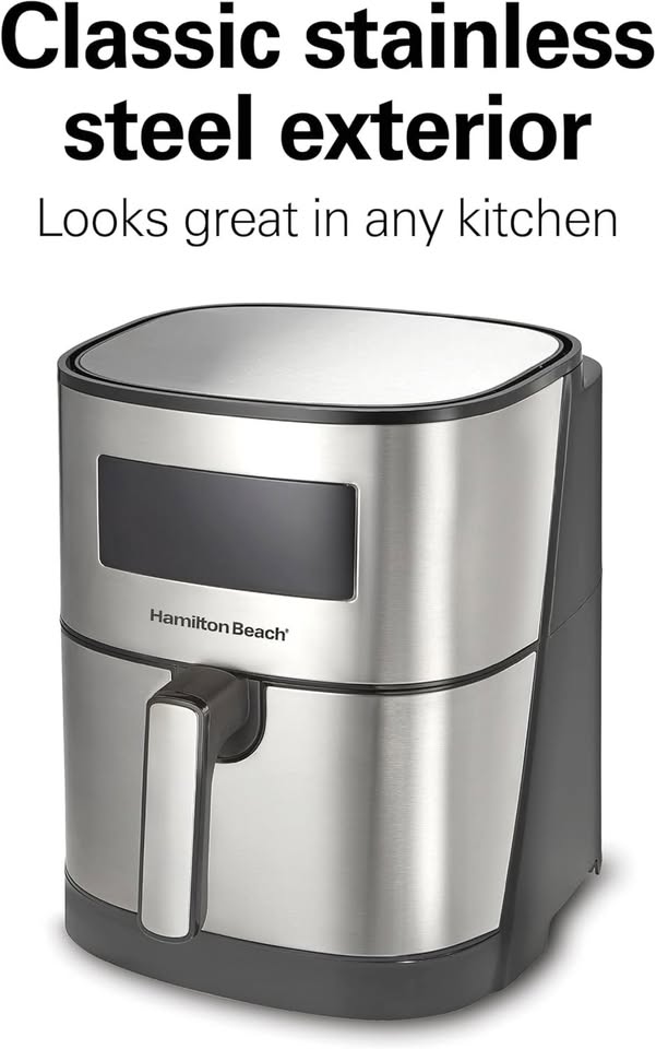 Hamilton Beach 5.8 Quart Digital Air Fryer Oven with 8 Presets, Easy to Clean Nonstick Basket