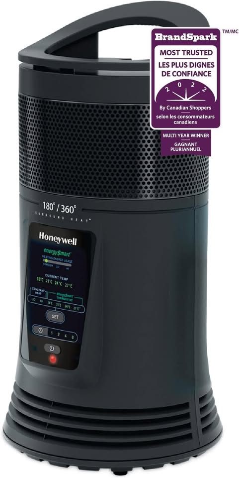 Honeywell HZ-435C EnergySmart Ceramic Surround Space Heater for Bedroom, Office, Indoor Space,