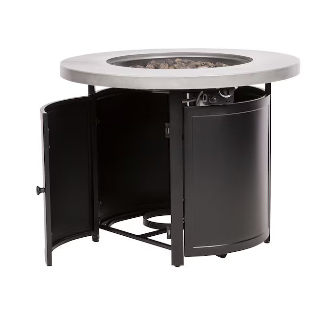 Garden Treasures 32-Inches W Black Steel Round Liquid propane Fire pit