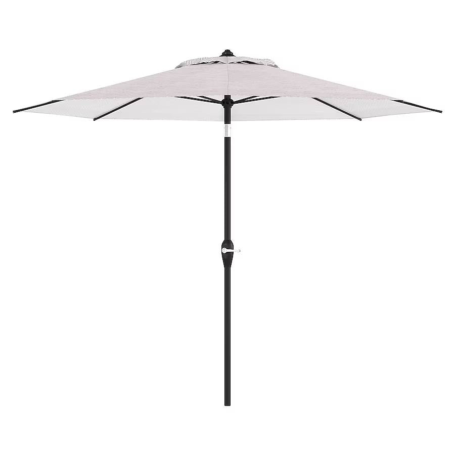 Allen + Roth 9-ft Aluminum Gray Arrows Auto-tilt Market Patio Umbrella