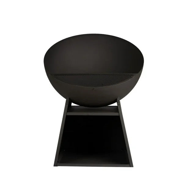 Home Trends 30 Inch Black Steel Wood Burning Firepit 52617, With log storage