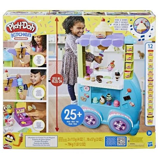 Play-Doh Kitchen Creations Ultimate Ice Cream Truck Playset with 27 Accessories, 12 Cans