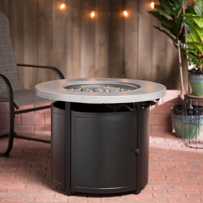 Garden Treasures 32-Inches W Black Steel Round Liquid propane Fire pit