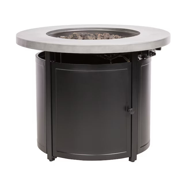 Garden Treasures 32-Inches W Black Steel Round Liquid propane Fire pit
