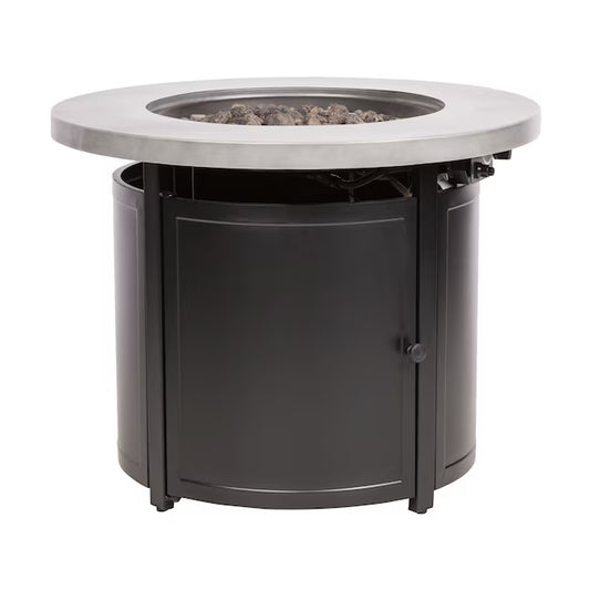 Garden Treasures 32-Inches W Black Steel Round Liquid propane Fire pit